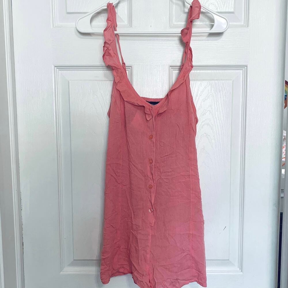 Topshop Pink Crepe Ruffle Strap Romper NWT Size Small